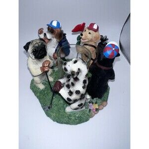 Golfing Circle of Friends Candle Holder Continental Creations Dogs Ready To Go